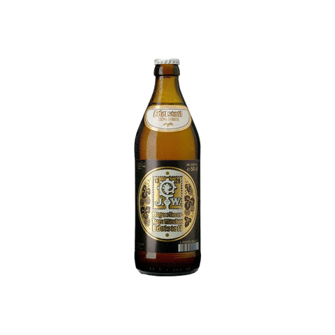 A bottle of Augustiner Edelstoff Beer