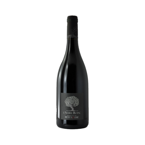A bottle of Domaine de Petit Roubié L'Arbre Blanc Rouge wine