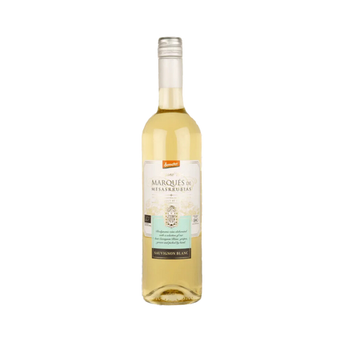 A bottle of Marqués de Mesasrrubias Sauvignon Blanc wine