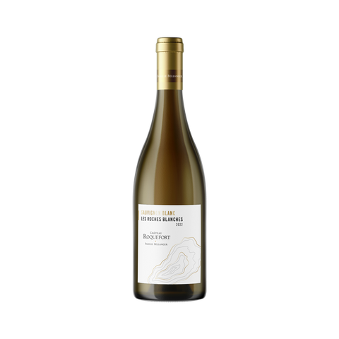 A bottle of Chateau Roquefort Les Roches Blanches Bordeaux Blanc