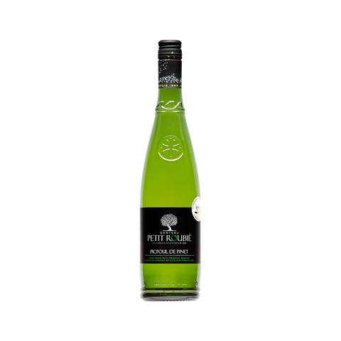 A bottle of Chateau Petit Roubie Picpoul de Pinet