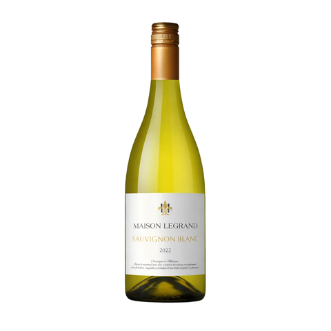 Maison Legrand Sauvignon Blanc wine bottle on a white background