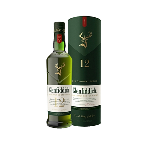 A bottle of Glenfiddich 12 Year Old Single Malt Scotch Whisky 70cl