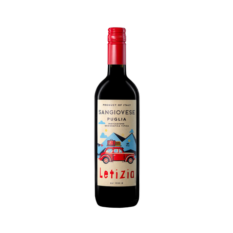 Wine bottle with a colorful label on a white background