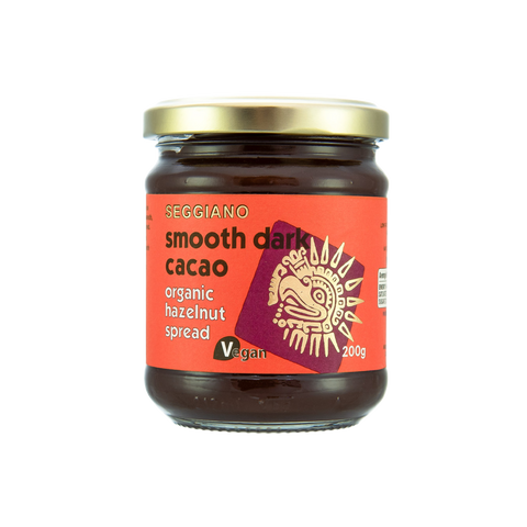A can of Seggiano Organic Smooth Dark Cacao Hazelnut Spread