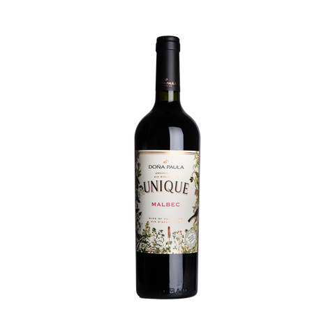 A bottle of Dona Paula Unique Malbec wine