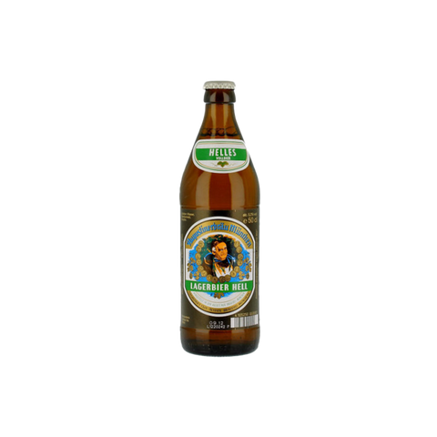 A bottle of Augustiner Lagerbier Helles Beer