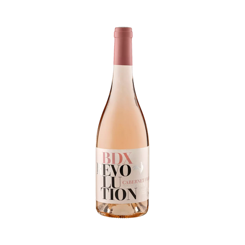 A bottle of BDX Revolution Rose Cabernet Franc Bordeaux AOC
