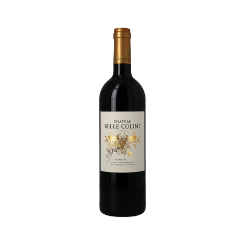 A bottle of Chateau Belle Coline 2015 Blaye Cotes de Bordeaux