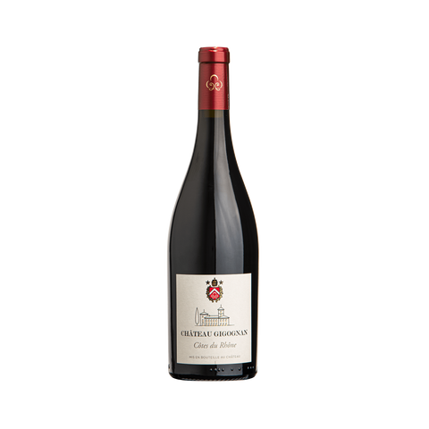A bottle of Chateau Gigognan Cotes du Rhone Rouge wine