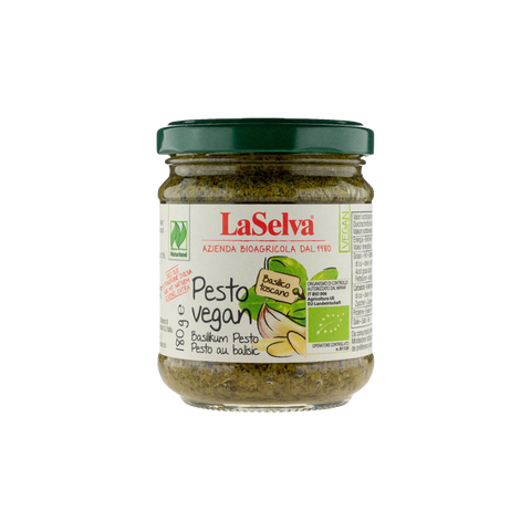 A can of LaSelva Basil Pesto Sauce with Olive Oil