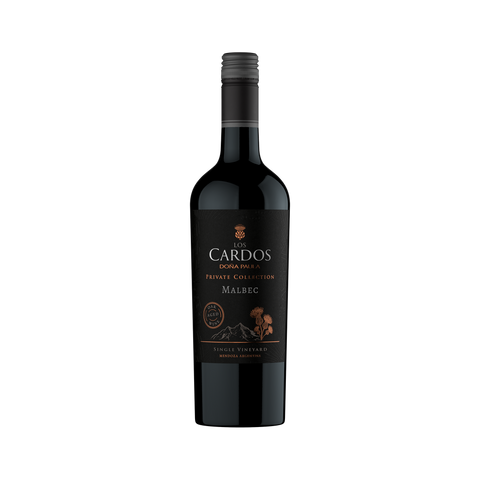 A bottle of Los Cardos Private Collection Malbec wine