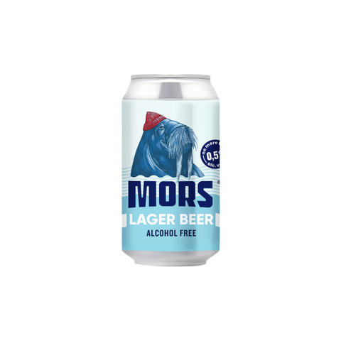 A can of Mors Lager Alcohol Free beer