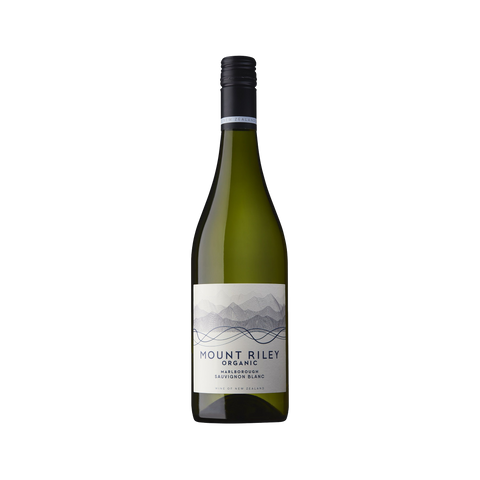 A bottle of Mount Riley Sauvignon Blanc Organic wine