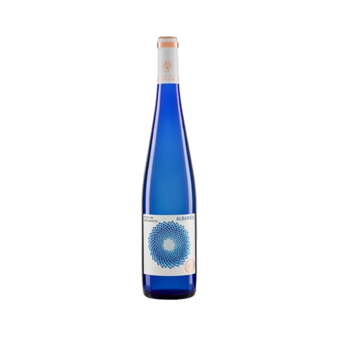 A bottle of Pazo De Mirasoles Albarino white wine