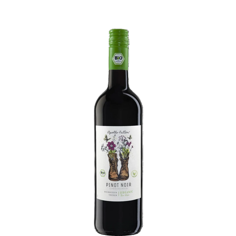 Wine bottle with a decorative label on a white background