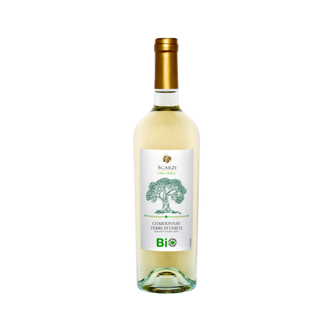 A bottle of Sgarzi Chardonnay Terre di Chieti IGT Organic wine