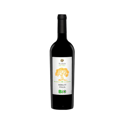A bottle of Sgarzi Merlot Italia Organic wine