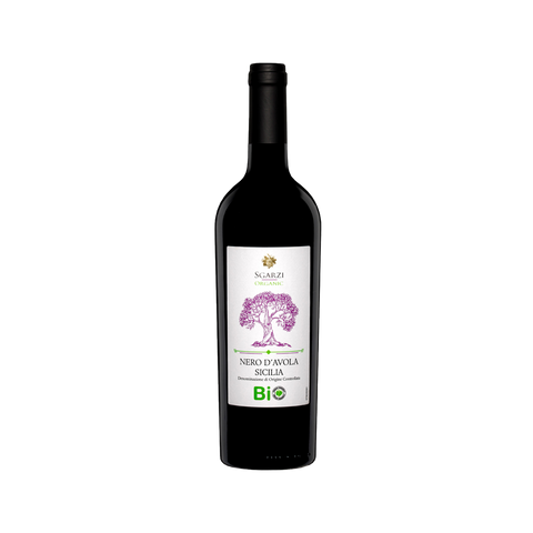 A bottle of Sgarzi Nero d'Avola DOC Sicilia Organic wine
