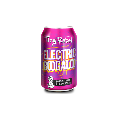 A can of Tiny Rebel Electric Boogaloo Passion Fruit Lil Neipa beer